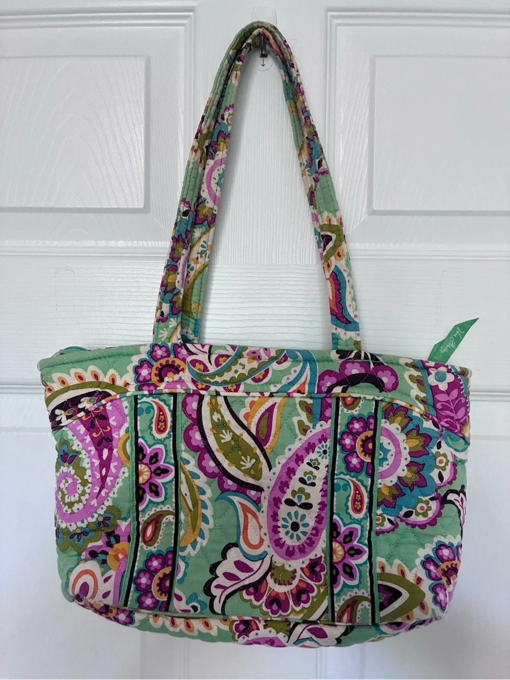 Vera Bradley Mandy Tote Shoulder Bag Purse Tutti Frutti Green Pink Paisley USA